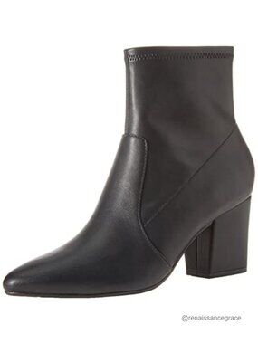 Women's Fitted Stretch Ankle Boots Pointed Toe Memory Foam Block Heel